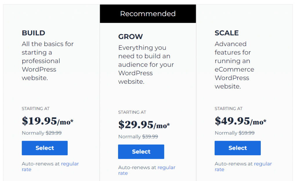 WP Pro Bluehost pricing
