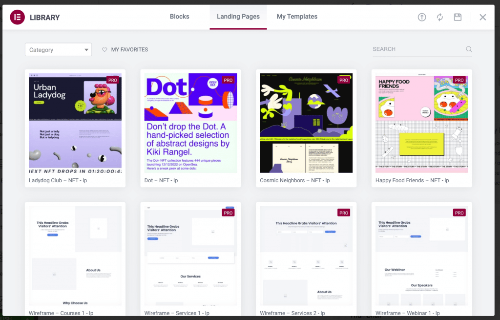 The library of Elementor landing pages. 