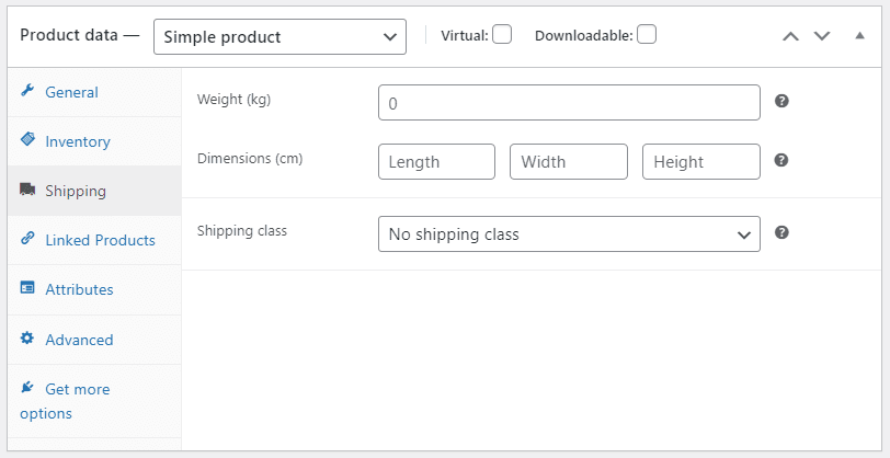 The shipping options in WooCommerce