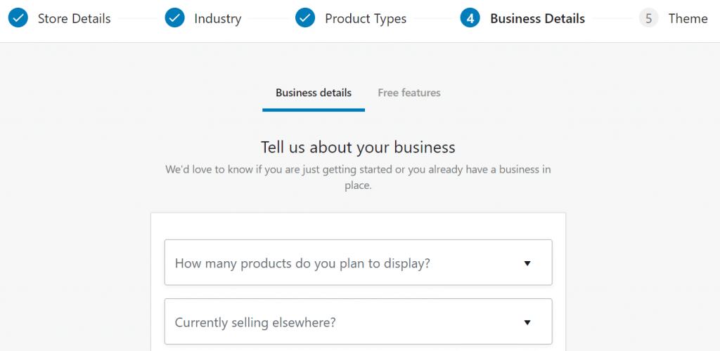 Entering your business details in WooCommerce setup