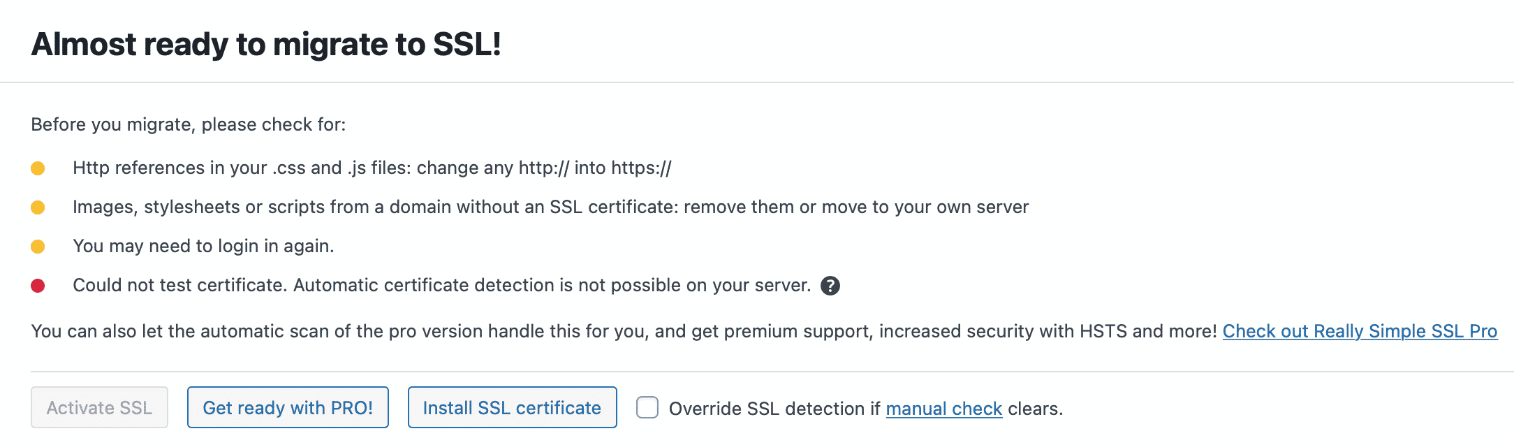 Install SSL certificate with the Really Simple SSL plugin