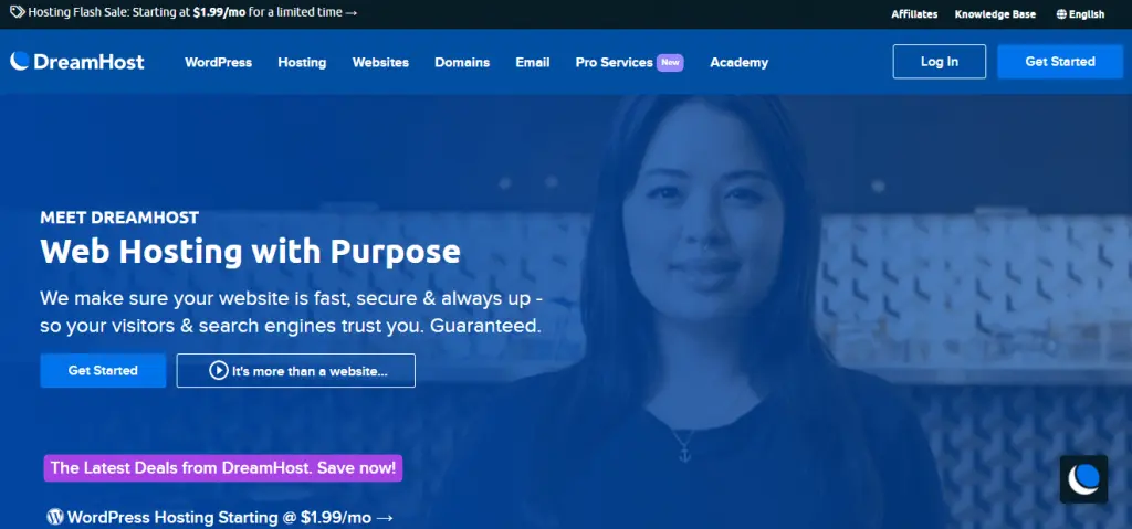 The DreamHost homepage.