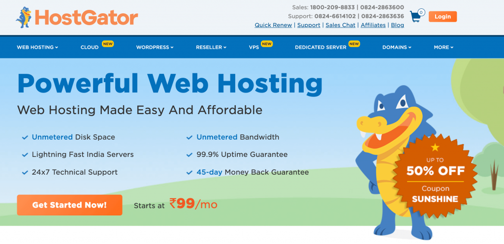 HostGator is one of the best WordPress hosting providers for India. 
