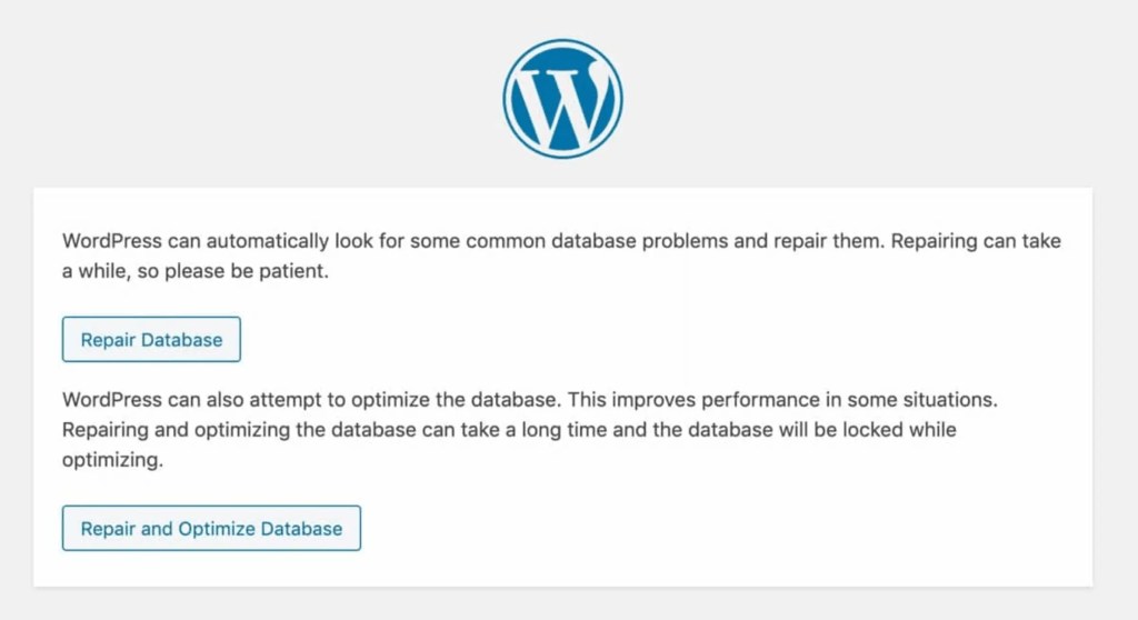 WordPress' database repair tool.