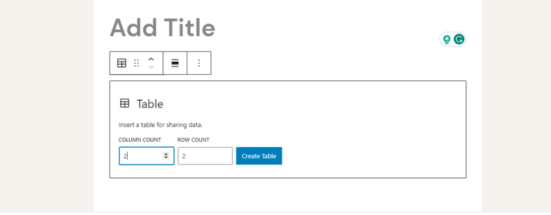 Tables Option