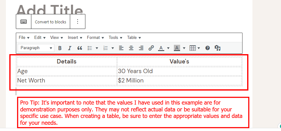 Changing The Table Data