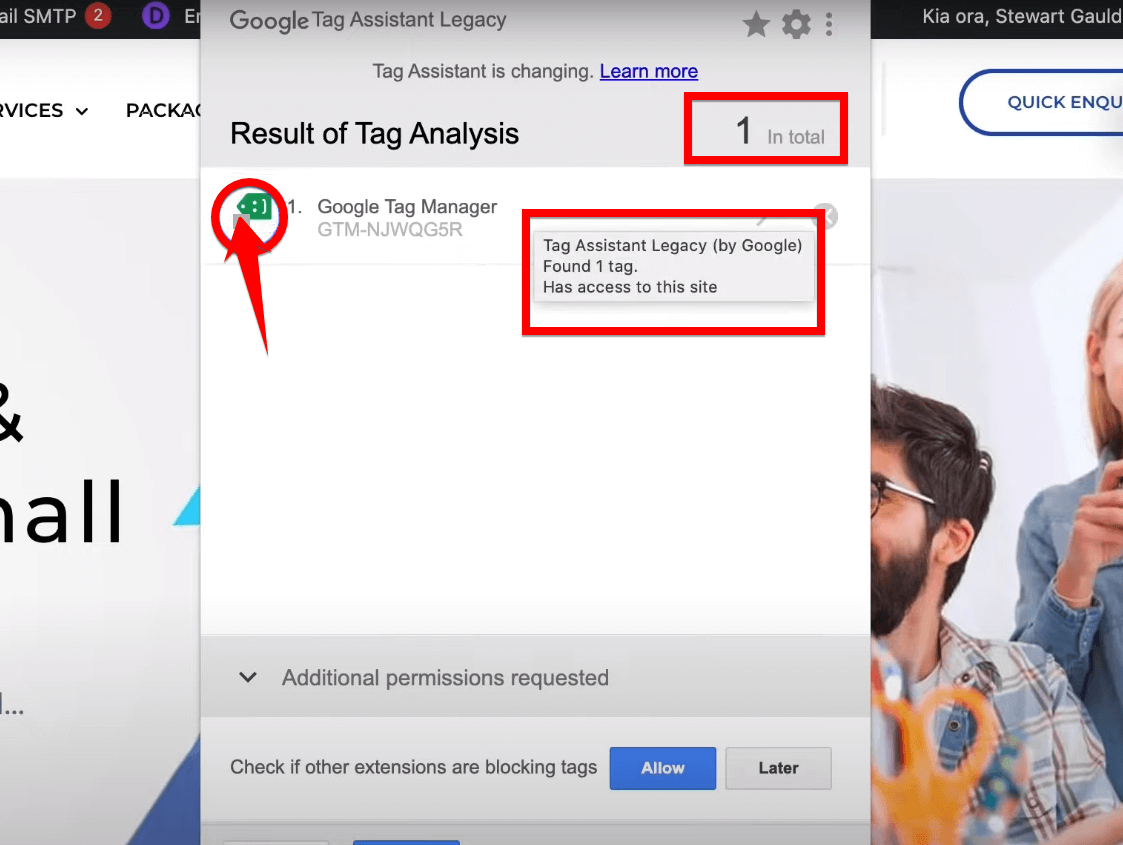Tag Assistant Legacy (By Google) Found 1 Tag