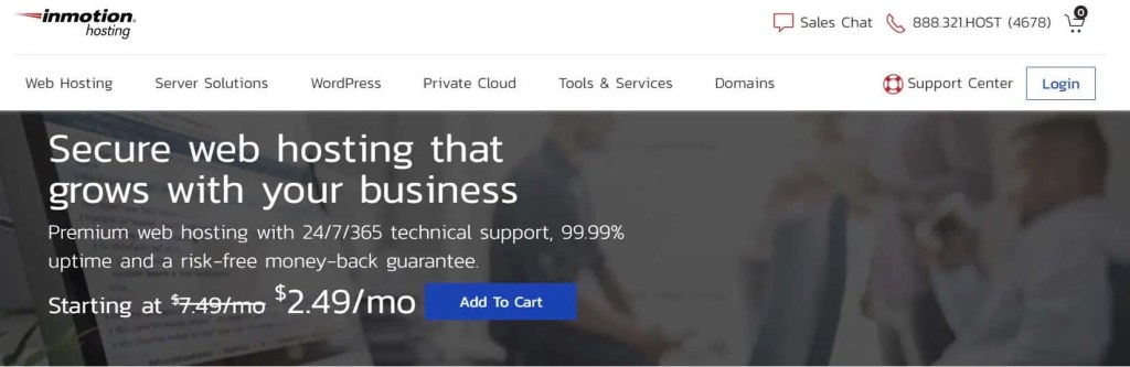 InMotions offers secure and reliable hosting for small businesses.
