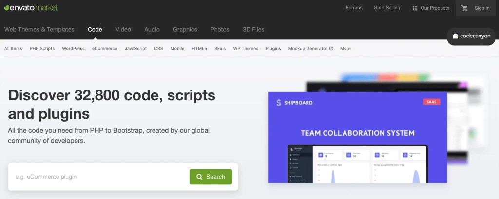 The CodeCanyon marketplace.