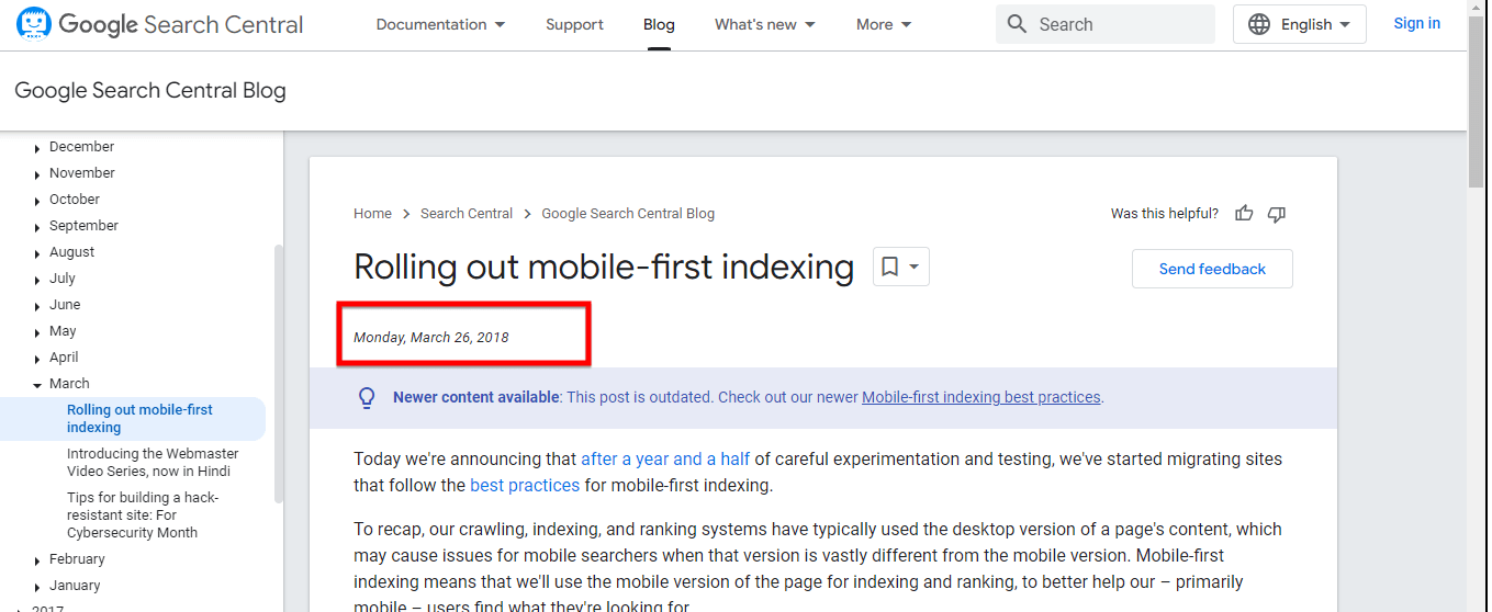 Google Mobile First Indexing