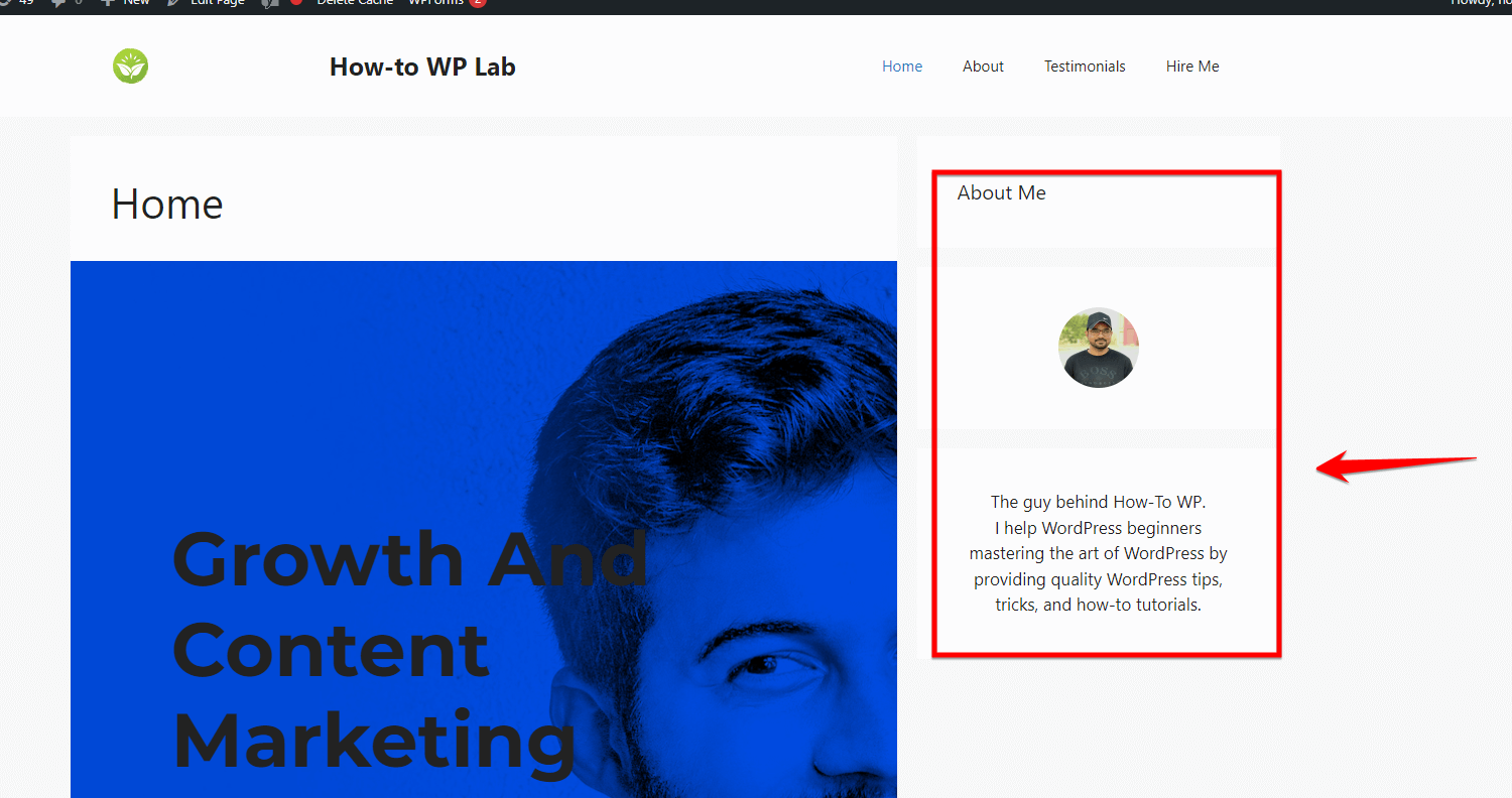 Showing About Me Widget In WordPress Sidebar