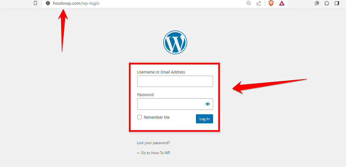 Howtowp Website Login Page