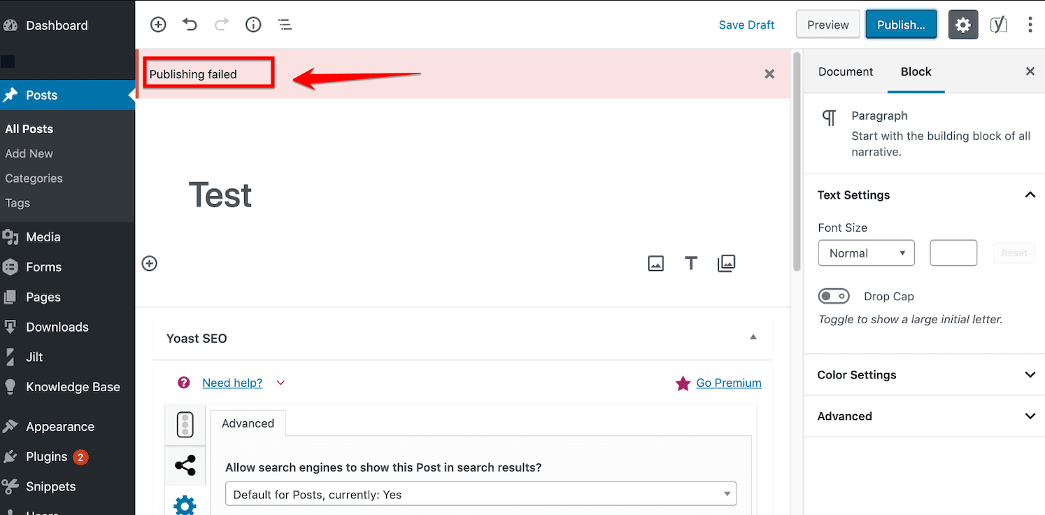 How to Fix WordPress Updating Failed/Publishing Failed Error