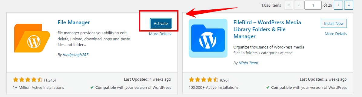 Activating The Wp File Manager Plugin