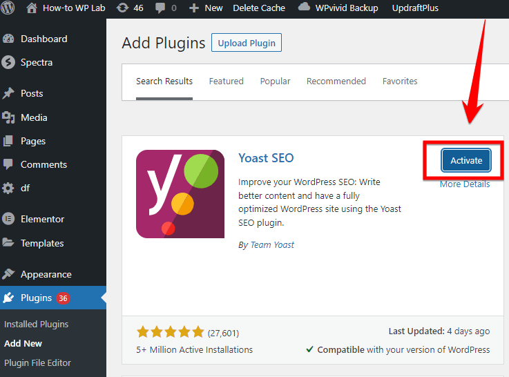 Click On Activate The Yoast Seo Plugin