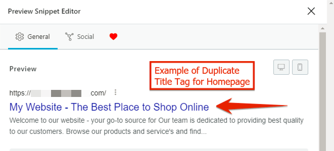 Example Of Homepage Duplicate Title Tag