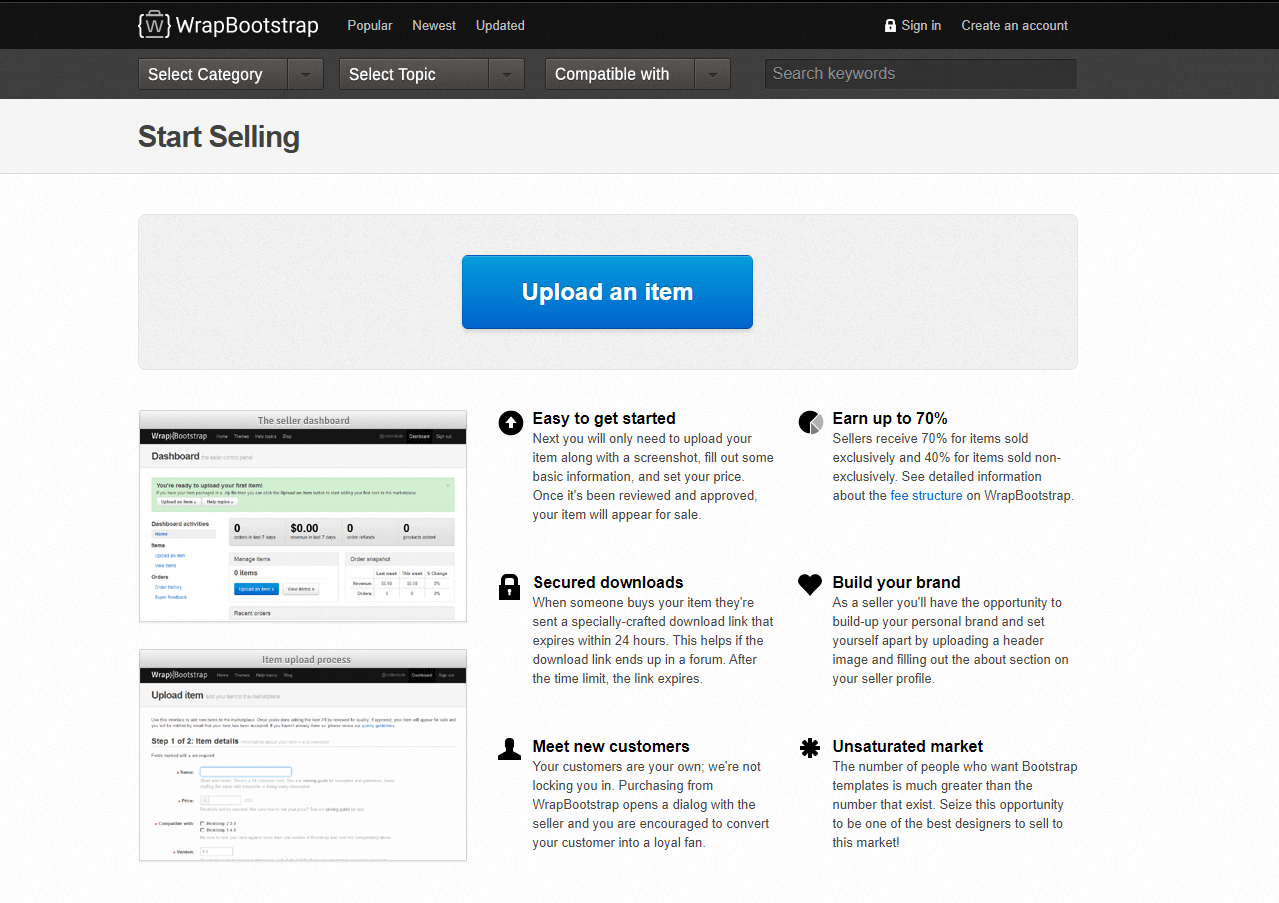 Start Selling On Wrapbootstrap