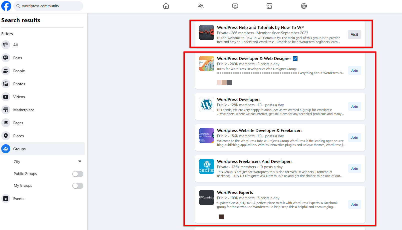 Wordpress Facebook Groups