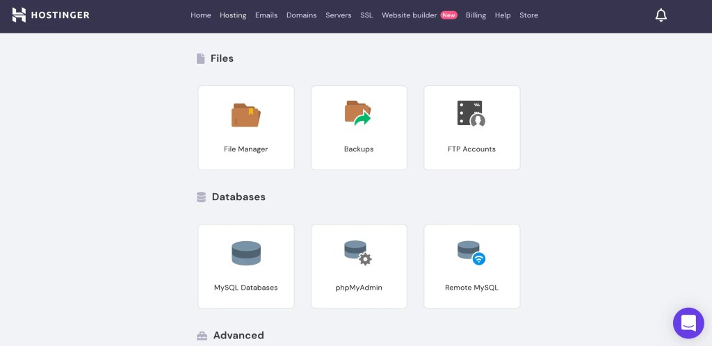 cPanel's File Manager tool.