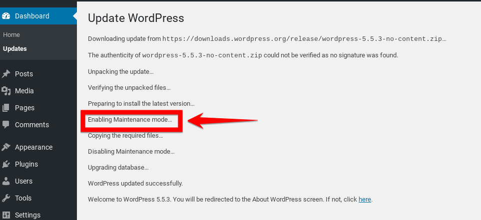 Live Example Of A WordPress Maintenance Mode