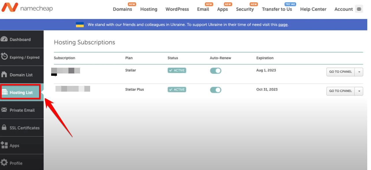 Showing The Hosting List 