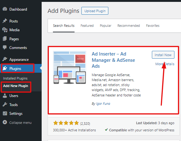 Add AdSense Code in WordPress