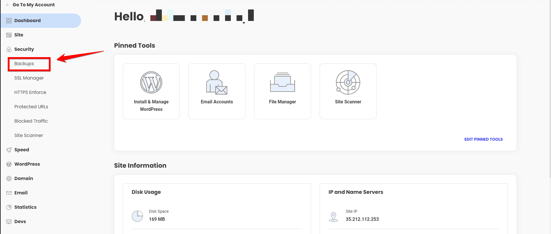 Backup Option In Site Tool