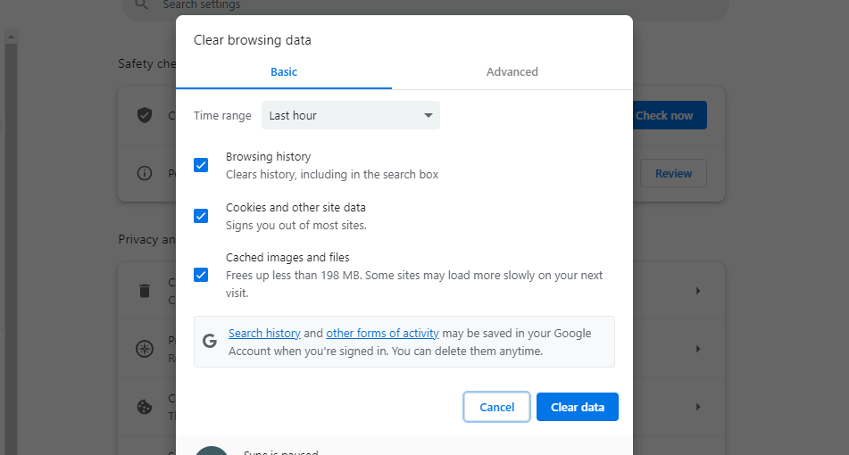 Clearing Browsing Cache 