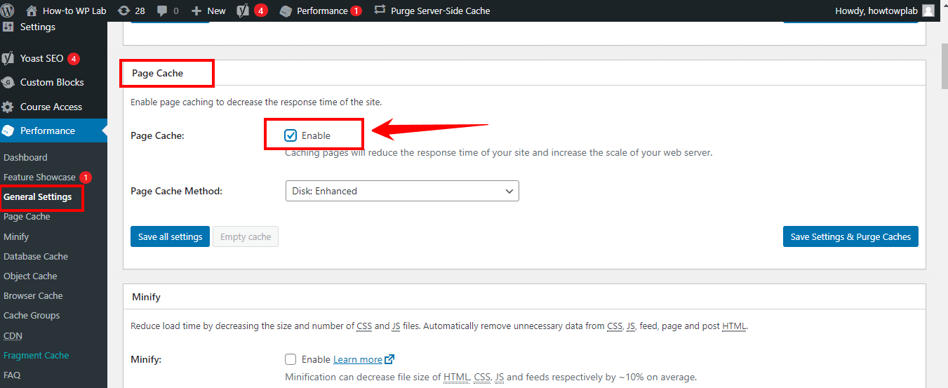 Enabling Cache