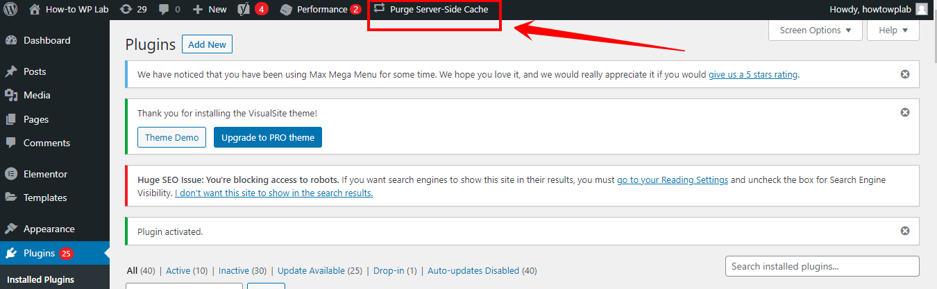 Cache Plugin Button