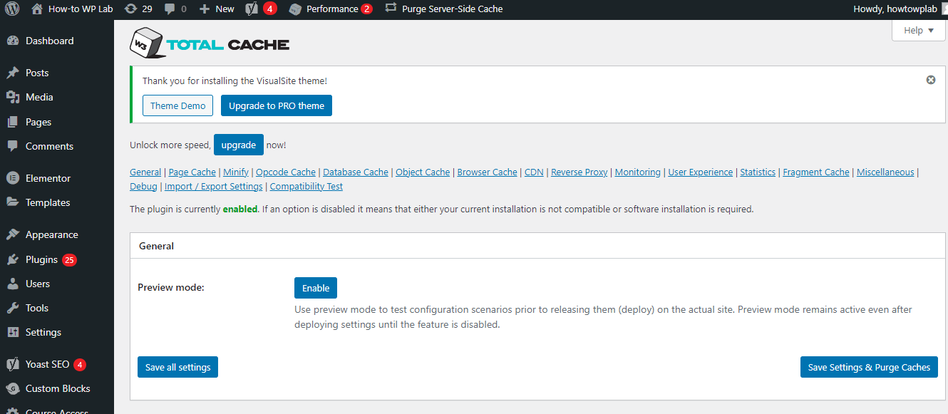 Cache Plugin Setting