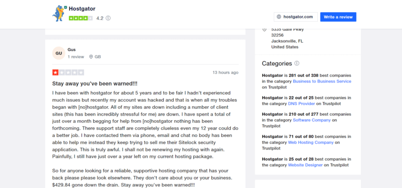 Hostgator Bad Review