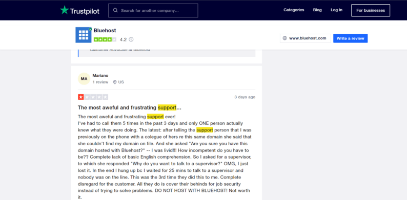Bluehost Bad Review