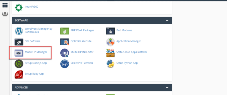Click The &Quot;Multiphp Manager&Quot; Option