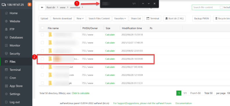Search And Click On The Website Folder