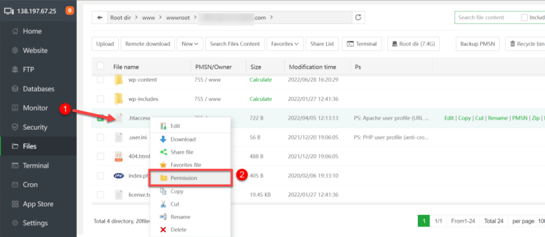 Right-Click On The &Quot;.Htaccess&Quot; File And The &Quot;Permission&Quot; Option