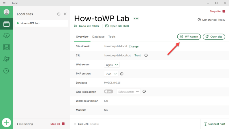 Click The Wp Admin Button