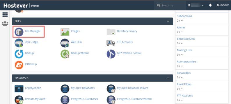Click The &Quot;File Manager&Quot; Option