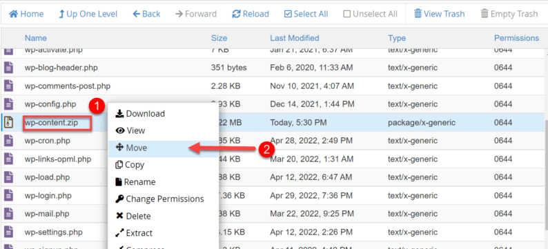 Right-Click On The &Quot;Wp-Content.zip&Quot; File