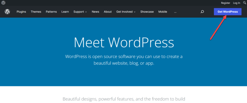 Go To The WordPress Website And Click The &Quot;Get WordPress&Quot; Button