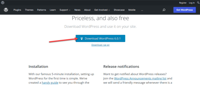 Click On The &Quot;Download WordPress&Quot; Button