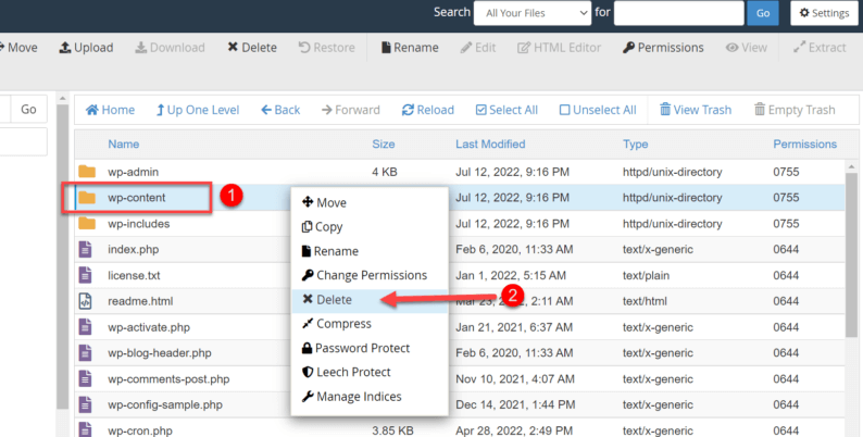 Delete The &Quot;Wp-Content&Quot; Folder Created Due To The Setup