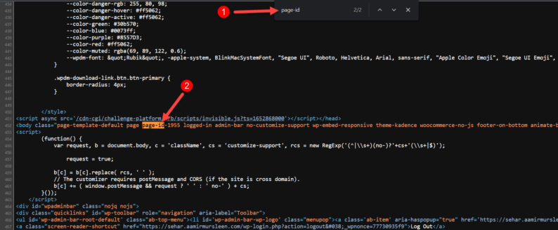 Search And Copy The &Quot;Page-Id&Quot; Of The Page