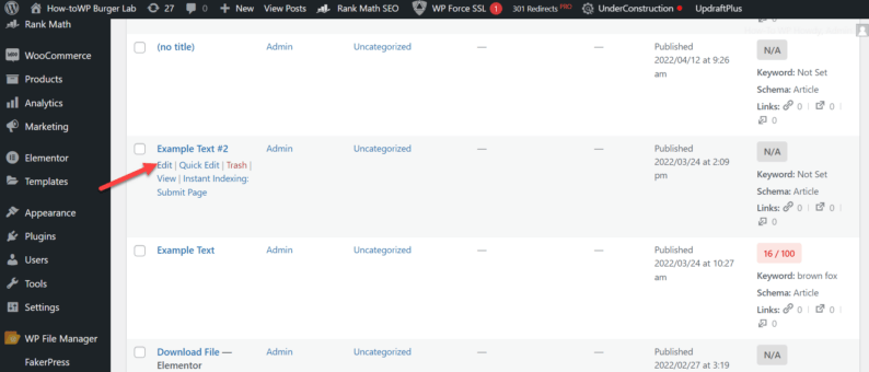 Select A Page And Click On The &Quot;Edit&Quot; Option