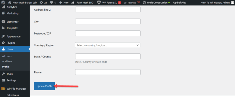 Click The &Quot;Update Profile&Quot; Button.
