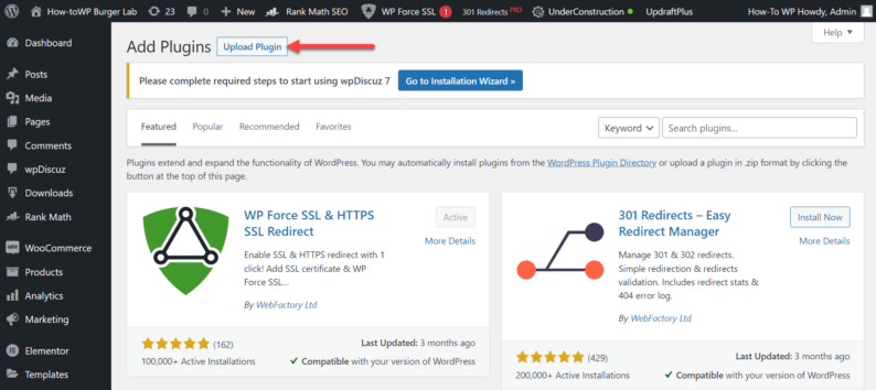Click The &Quot;Upload Plugin&Quot; Option.