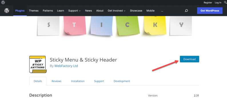 Download The Sticky Menu Plugin.
