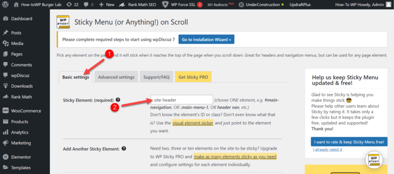 Go To The &Quot;Basic Settings&Quot; Option And Enter The Class Name.