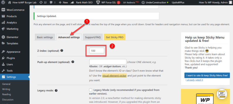 Go To The &Quot;Advanced Settings&Quot; Section And Increase The Z-Index Value.