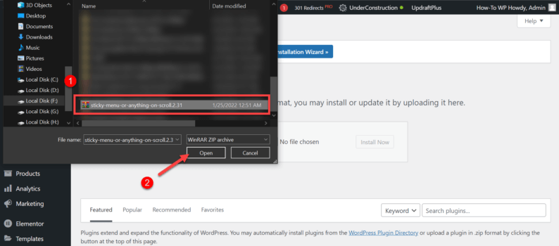 Select The Plugin Zip File And Click The &Quot;Open&Quot; Button.